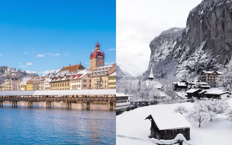 Lucerne or Interlaken in winter comparison
