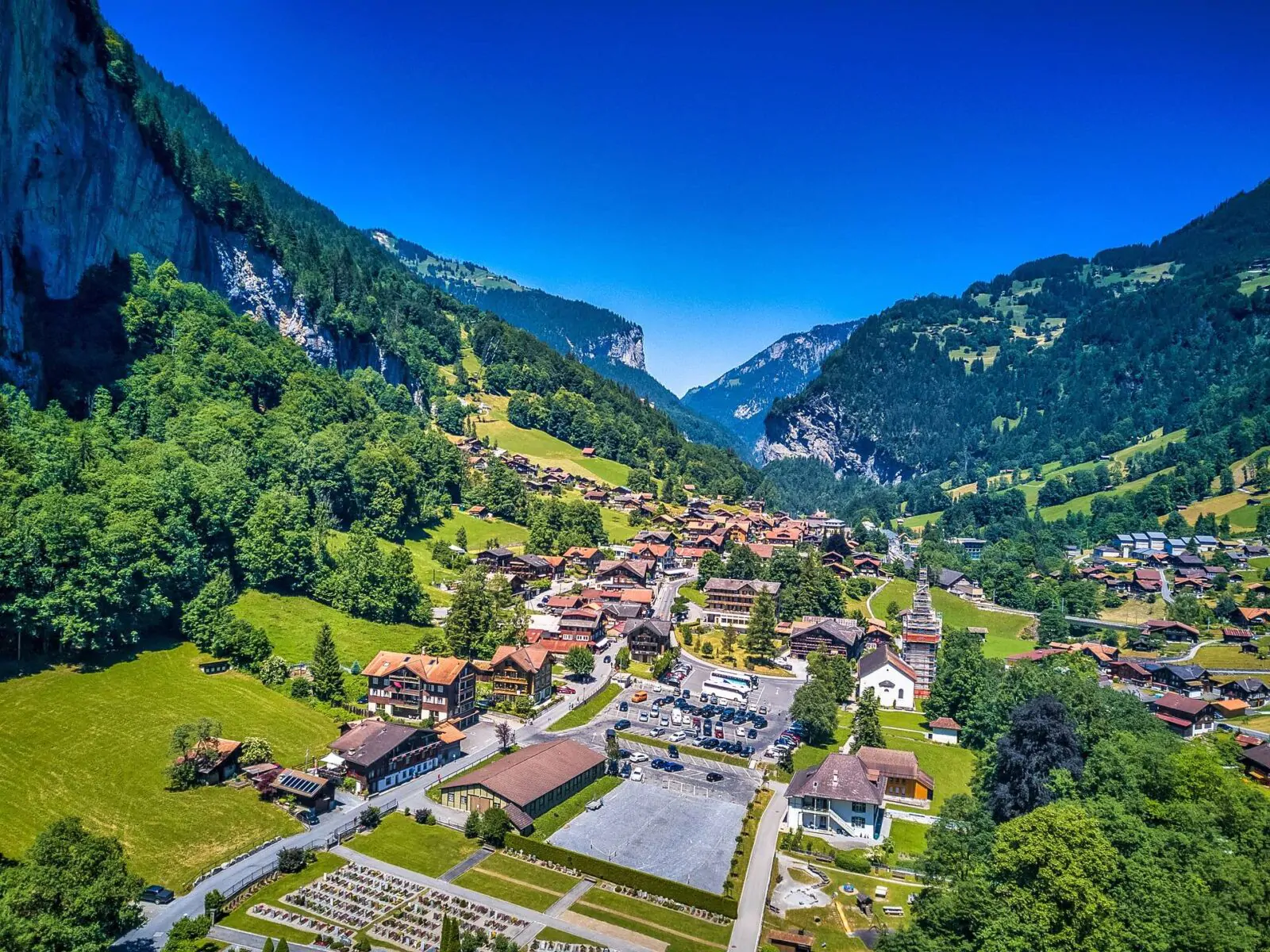 view on lauterbrunnen from the mountins