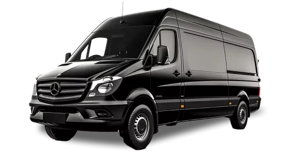 Black Mercedes Sprinter minibus vehicle